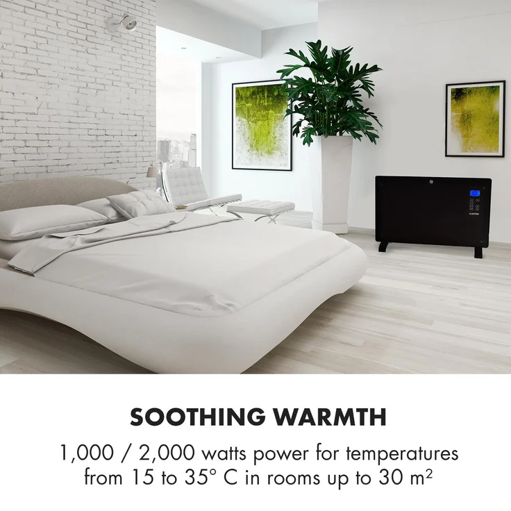 Klarstein Norderney Konvektions-Heizgerät Thermostat Timer 30m² schwarz Schwarz, 2000 W, Konvektor – Bild 2