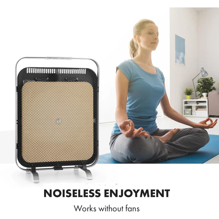 Klarstein HeatPal Marble Blackline Infrarot-Heizung 1300W Wärmespeicher Marmor Aluminium Schwarz, Heizstrahler – Bild 2