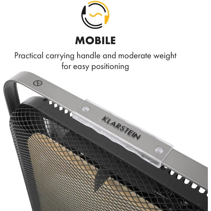 Klarstein HeatPal Marble Blackline Infrarot-Heizung 1300W Wärmespeicher Marmor Aluminium Schwarz, Heizstrahler – Bild 8