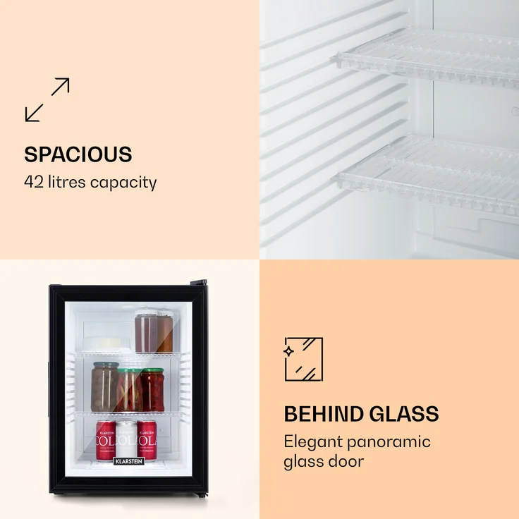 Klarstein Brooklyn Kühlschrank, freistehend, schwarz weiß, LED, Glastür, Energieklasse F – Bild 5