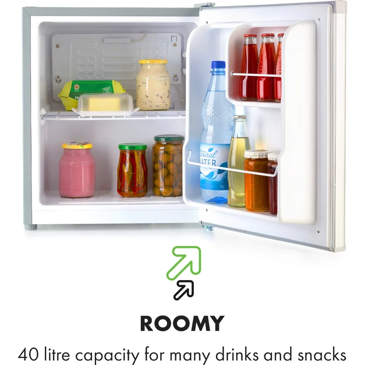 Scooby Mini-Kühlschrank Energieklasse E, 40Ltr, 41dB, weiß Silber – Bild 4