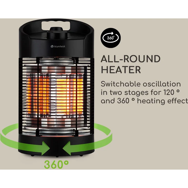 Blumfeldt Heat Guru 360 Mini Infrarot-Heizstrahler 700-350W Oszillation, Heizstrahler – Bild 5
