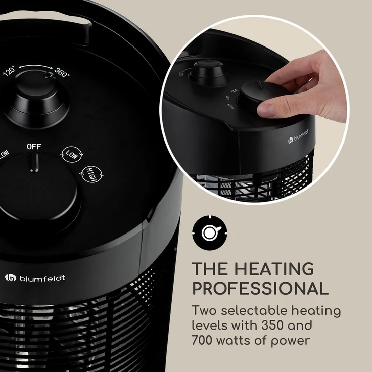 Blumfeldt Heat Guru 360 Mini Infrarot-Heizstrahler 700-350W Oszillation, Heizstrahler – Bild 4