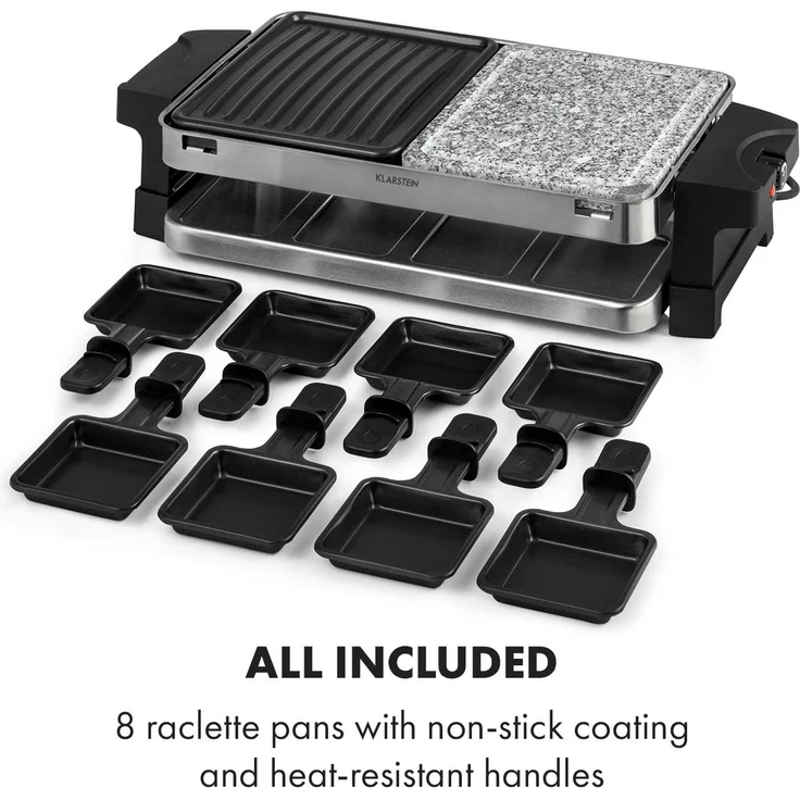 Sirloin Raclette 1500W Aluminium Stein 8 Personen Kontroll-LED – Bild 6