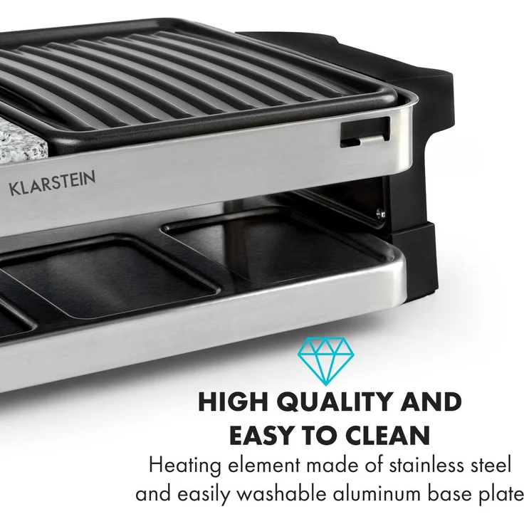 Sirloin Raclette 1500W Aluminium Stein 8 Personen Kontroll-LED – Bild 3