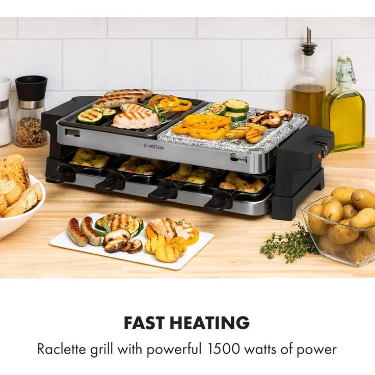 Sirloin Raclette 1500W Aluminium Stein 8 Personen Kontroll-LED – Bild 2
