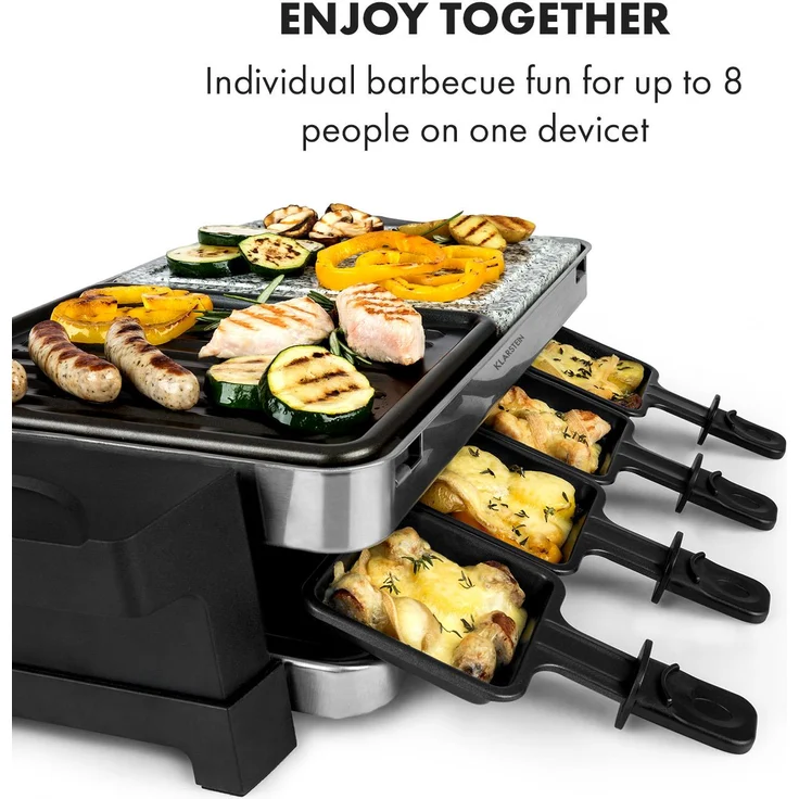 Sirloin Raclette 1500W Aluminium Stein 8 Personen Kontroll-LED – Bild 5