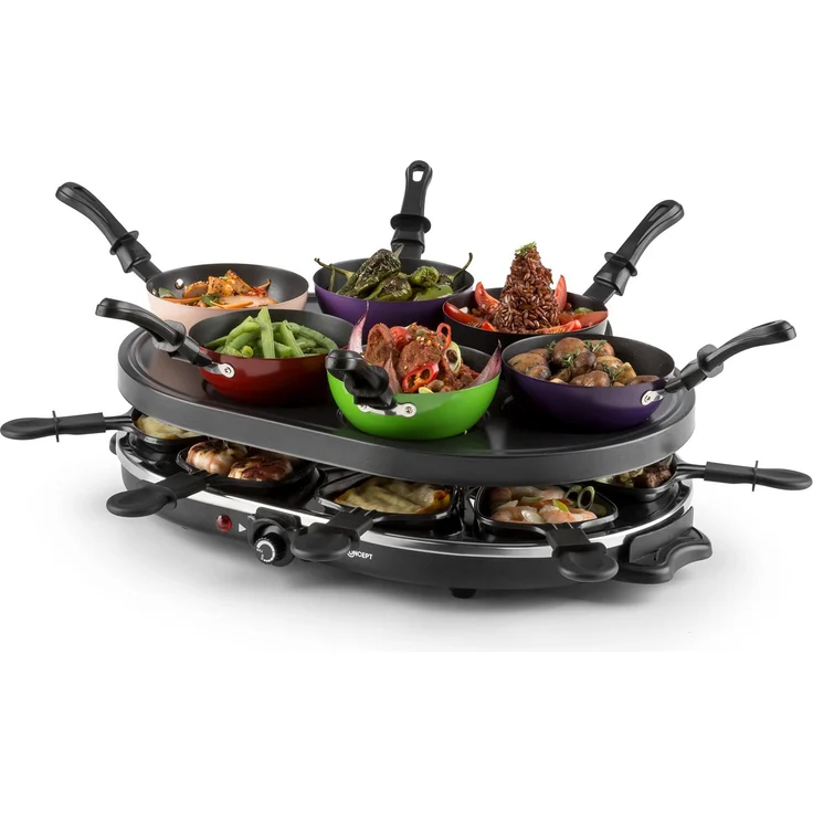 Woklette Tischgrill Raclette Wokset 1200 W 8 Personen Antihaft – Bild 5