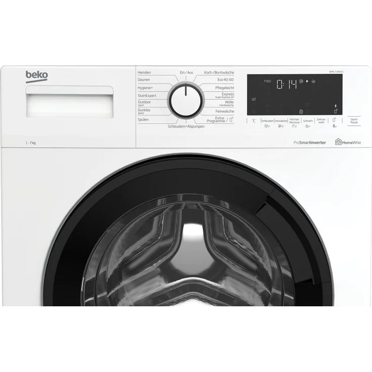 Beko WML71465S, Frontlader-Waschmaschine, A, Fassungsvermögen 7 kg, Standgerät, Breite 60 cm, Programmablaufanzige, Toch-Display – Bild 8
