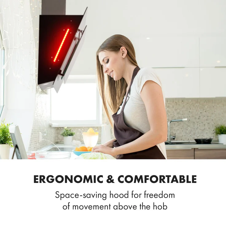 Klarstein Helena 90 Dunstabzugshaube LED-Display weiß Schwarz, 60 cm – Bild 8