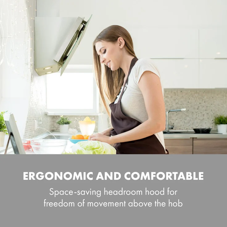 Klarstein Alina Dunstabzugshaube 10034106, Breite 90cm, LED-Display, Ambientelicht, weiß – Bild 9