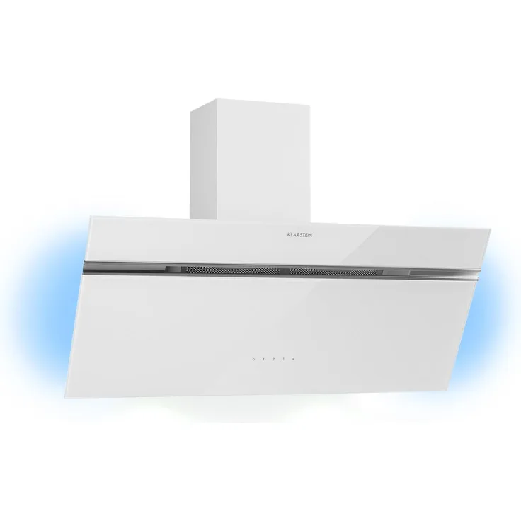 Klarstein Alina Dunstabzugshaube 10034106, Breite 90cm, LED-Display, Ambientelicht, weiß