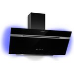 Klarstein Alina, Motorhaube, Kamin abgewinkelt, Breite: 90 cm, Tiefe: 38.5 cm, Absaugung und Rückführung (mit zusätzlichem Rückführungsset), Schwarz