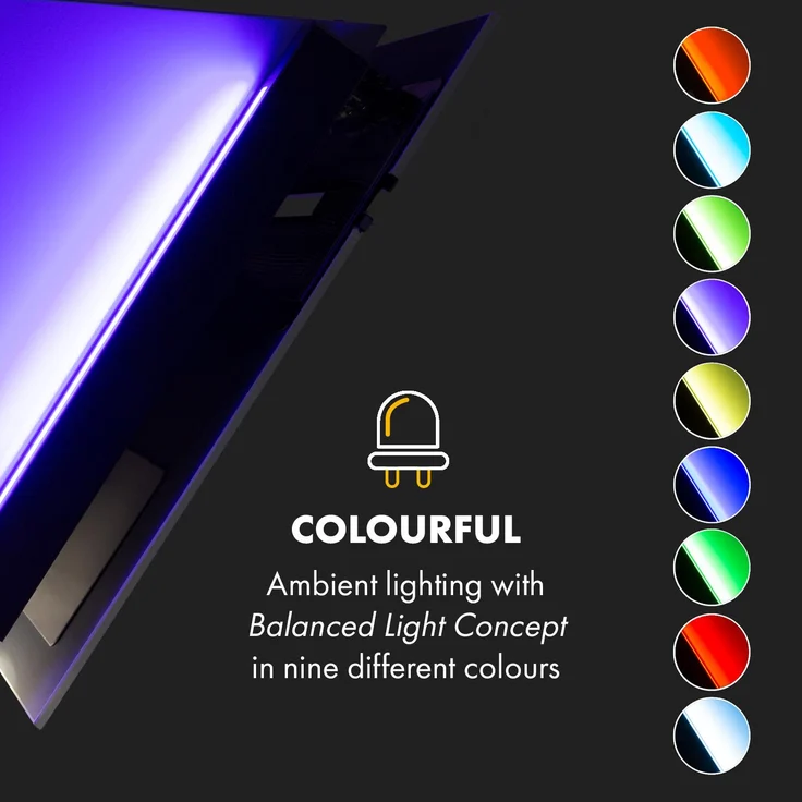 Klarstein Alina Dunstabzugshaube 90cm LED-Display Ambientelicht schwarz Weiß, 60 cm – Bild 7