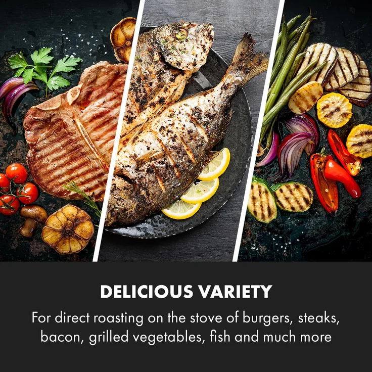 Delicatessa Grill Pan Grillplatte Induktionskochfeld Zubehör 45,5x27,2cm schwarz – Bild 4