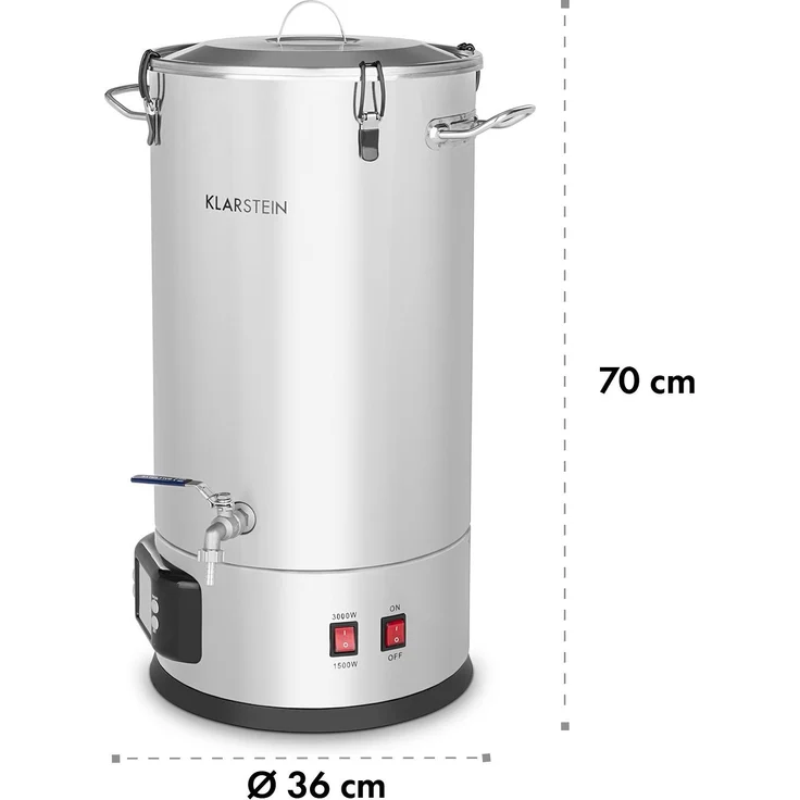 Maischfest Maischekessel 5 Teile 1500-3000W 35l LCD Edelstahl 30 Ltr – Bild 9