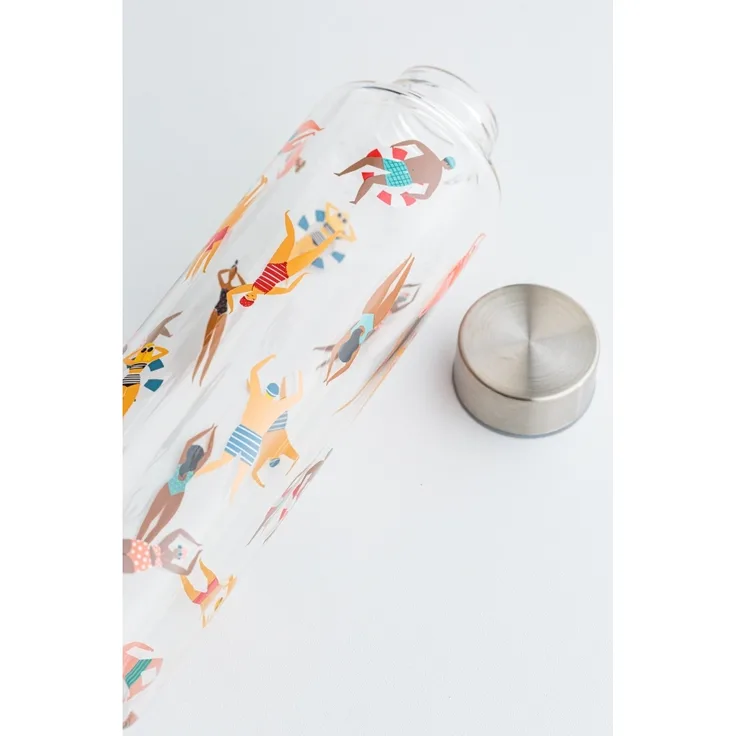 PROFINO Trinkglasflasche Trinkflasche Active Borosilikat-Glas 600ml weiß