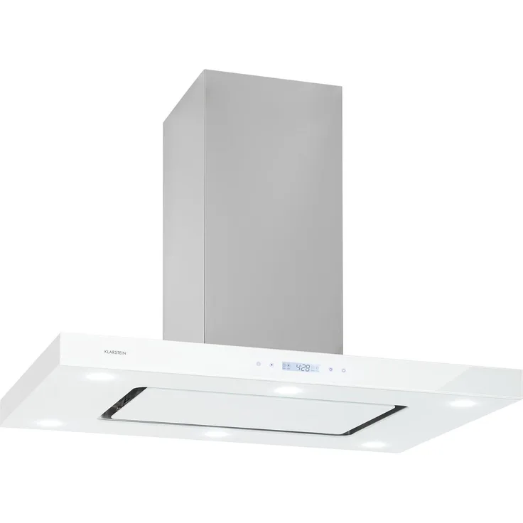 Klarstein Valeria Inselhaube 90cm 650m³-h Touch EEC A LED Glas Edelstahl