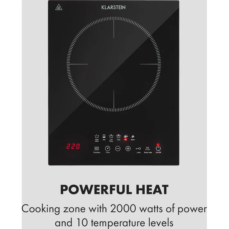 Cook n Roll Induktionskochfeld 2000W 3h-Timer 10 Stufen Bratenthermometer schwarz – Bild 5