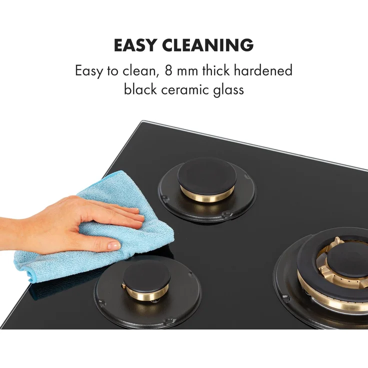 Goldflame 5 Gaskochfeld 5-flammig Messing-Brenner Glaskeramik schwarz – Bild 8