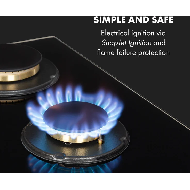 Goldflame 5 Gaskochfeld 5-flammig Messing-Brenner Glaskeramik schwarz – Bild 5