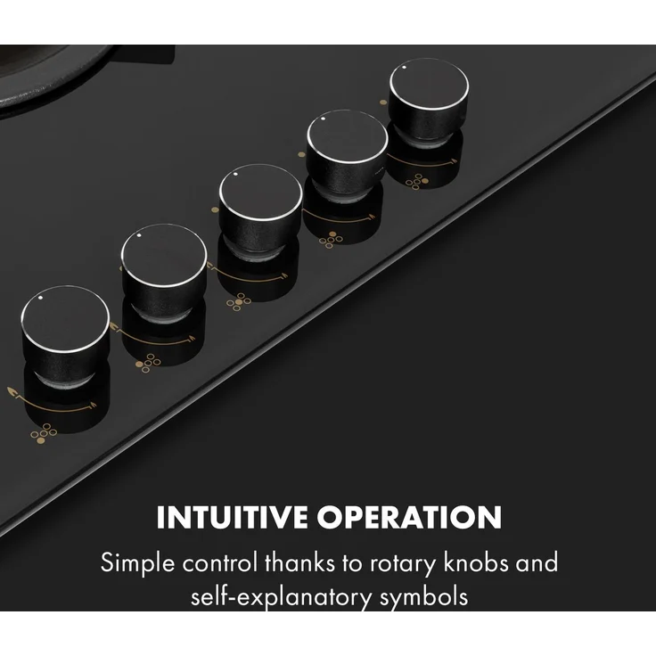 Goldflame 5 Gaskochfeld 5-flammig Messing-Brenner Glaskeramik schwarz – Bild 4