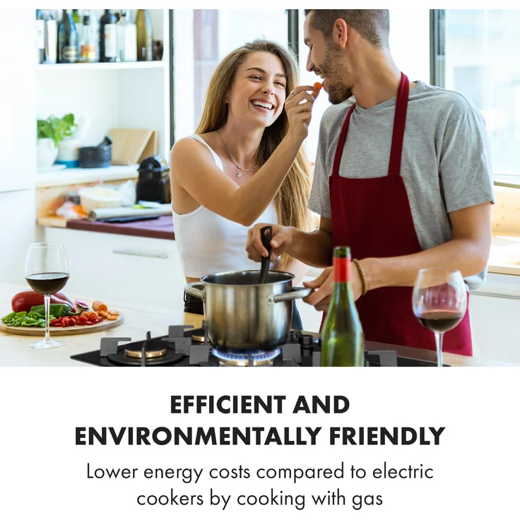 Goldflame 5 Gaskochfeld 5-flammig Messing-Brenner Glaskeramik schwarz – Bild 2