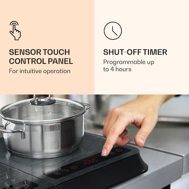 InnoChef Induktionskochplatte 3400W Touch Control Glaskeramik schwarz - grau – Bild 4