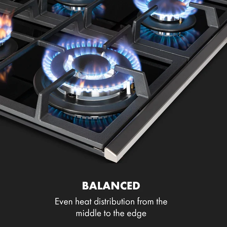 Alchemist 4 Zonen Gaskochfeld Aluminium-Brenner Glaskeramik schwarz – Bild 3