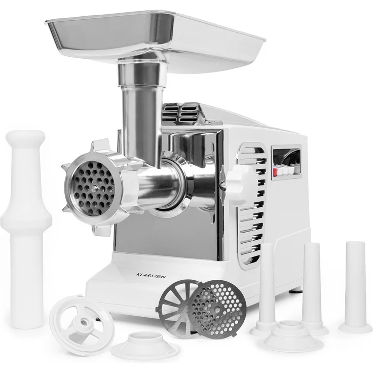 Klarstein Kraftprotz elektrischer Fleischwolf 700 W Kupfermotor weiß/silber – Bild 1