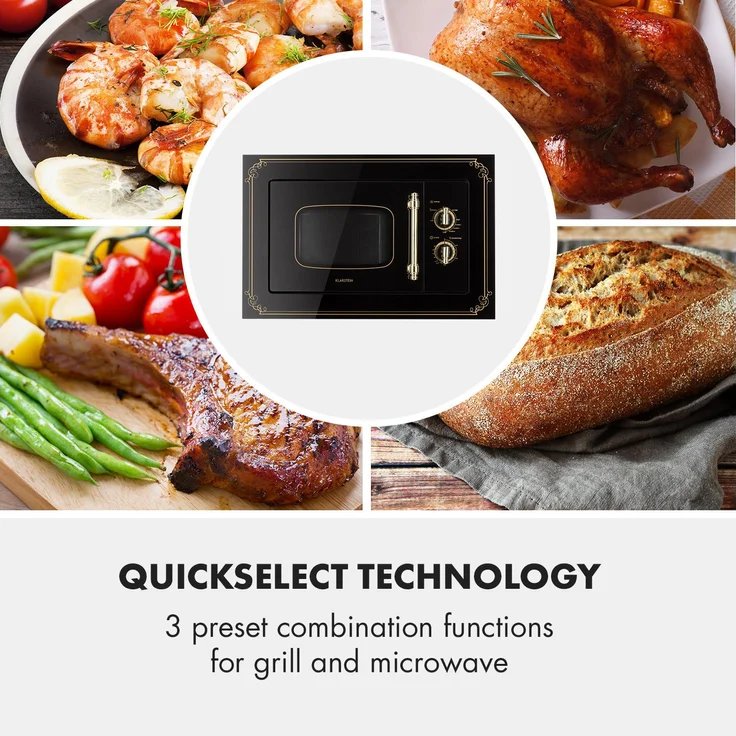 Klarstein Victoria 20 Mikrowelle mit Grill, Einbaugerät, 20 Liter Garraum, 800 Watt, Schwarz – Bild 6