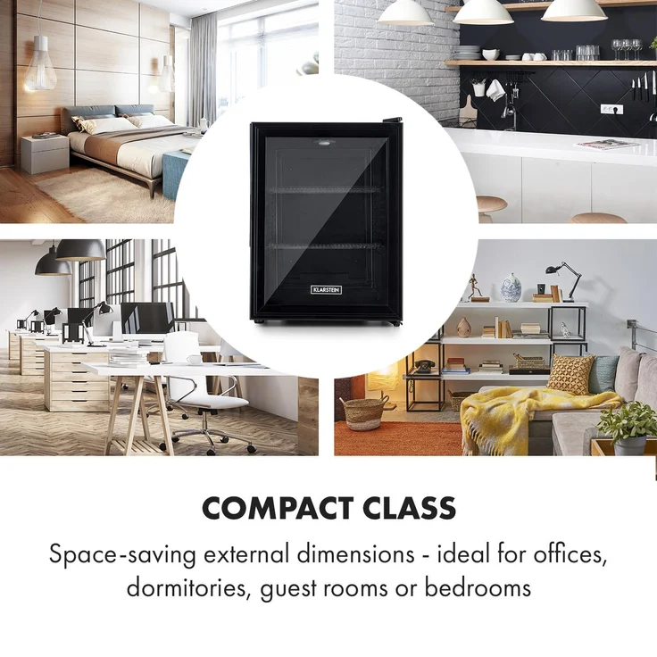 Brooklyn 24L Kühlschrank A LED Kunststoff-Einsatz Glastür schwarz Schwarz, 42 Ltr – Bild 9