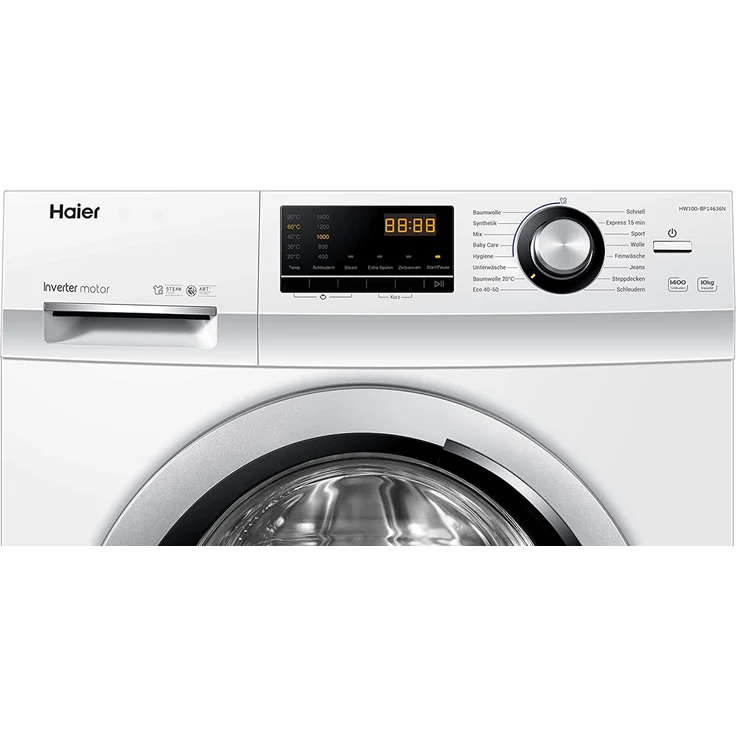 Haier HW100-BP14636, Frontlader-Waschmaschine, A, Fassungsvermögen 10 kg, Standgerät, Breite 59,5 cm, Wollprogramm, Tastensperre – Bild 5