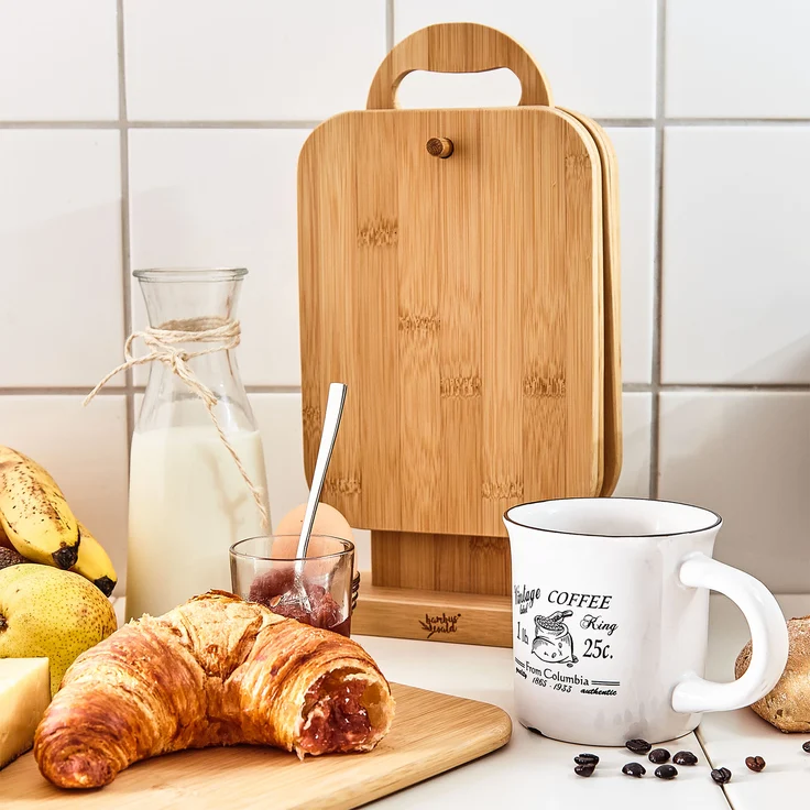 Bambuswald Frühstücksbrett inkl. Ständer aus 100% Bambus, Bambus, (7-St), Frühstücksbretter Schneidebretter Brettchenständer Holzbrett – Bild 2