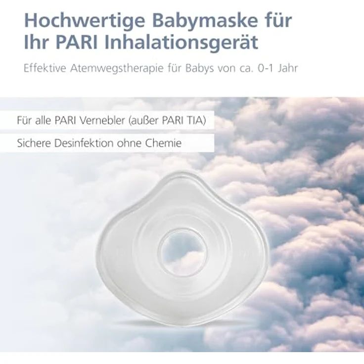 PARI Baby Maske Gr.1 mit Baby Winkel zur Verwendung mit einem Inhaliergerät mit Vernebler - Inhalationsmaske für Babys – Vernebler Maske für Ihr Inhalationsgerät – PARI BOY Zubehör – Bild 2