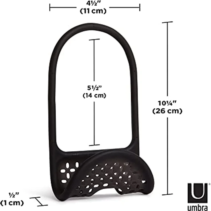 Umbra Sling Flexible Spülbeckenablage, multifunktionaler Halter für Küchenschwamm, Topfschrubber, Spülbürste, Spüllappen und Mehr, Schwarz – Bild 3