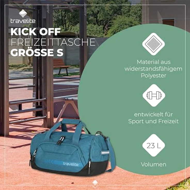 Travelite Kick Off Weekender Reisetasche S, 40 cm, petrol, 100% Polyester – Bild 3