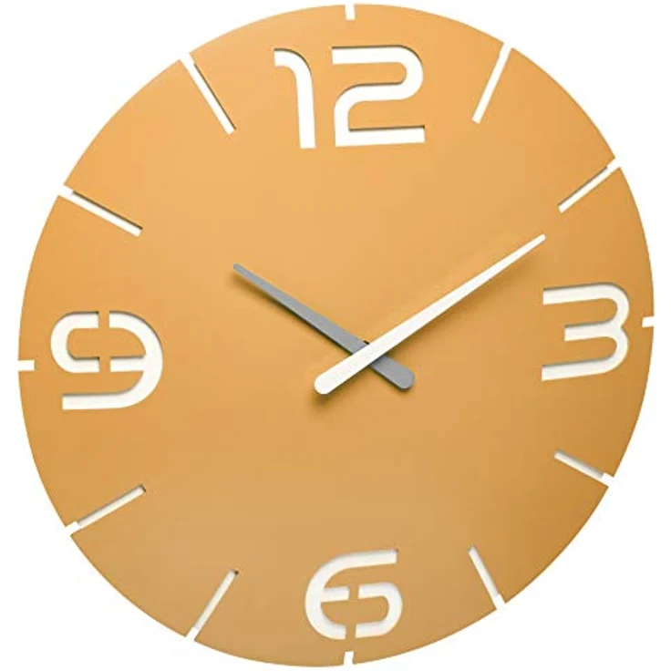 TFA Dostmann Contour Design-Funkuhr, 60.3536.07, Wanduhr mit Funk, mit Ziffern und Stundenmarkierung, gelb, Ø 350 x (H) 35 mm – Bild 1