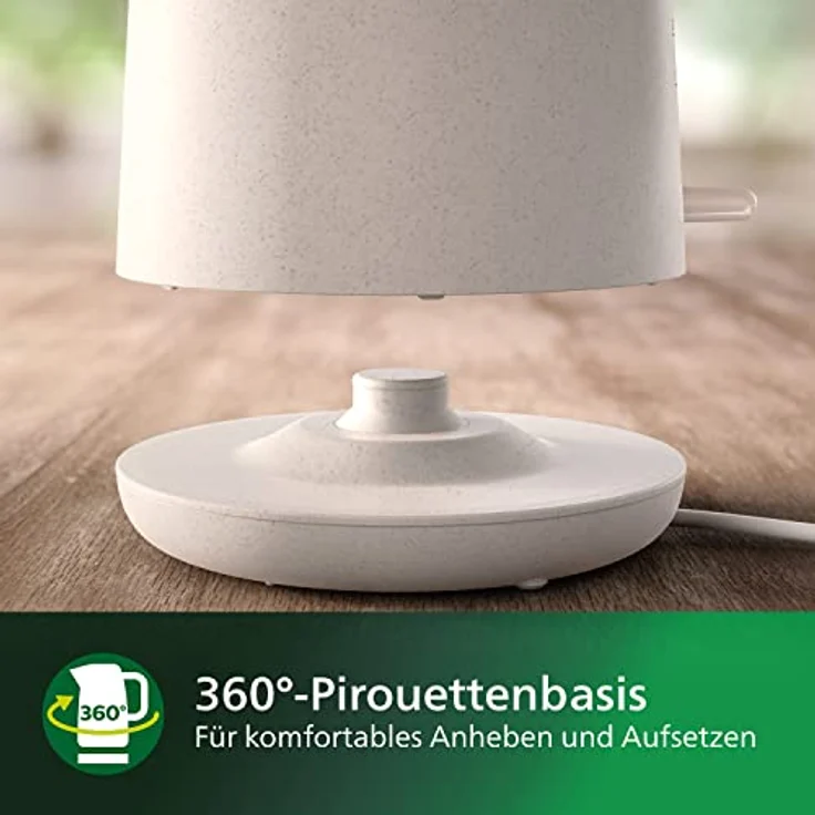 Philips HD 9365-10 Wasserkocher, aus biobasierter Kunststoff, 1,7L, 360°-Basis, weiß – Bild 3