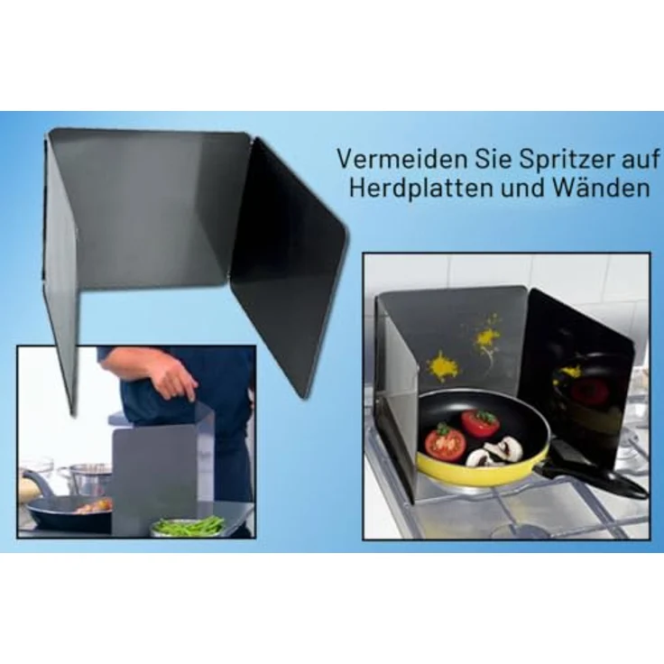 Genius Ideas Genie Ideas Spritzschutz, klappbar mit Antihaftbeschichtung, grauer Stahl, 25 cm x 23 cm – Bild 3