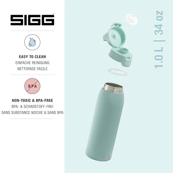 SIGG Trinkflasche aus Edelstahl 1.0L Shield One Glacier Türkis auslaufsicher – Bild 4
