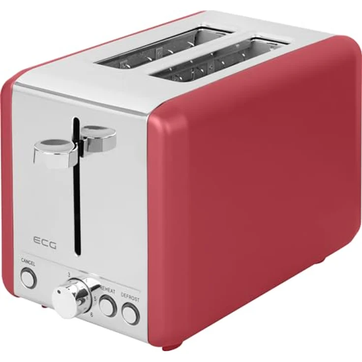 ECG ST 2708 Tradizione Corsa Toaster, mattrot mit Edelstahlelementen, 2-fach Toastzubereitung, 6 Grad Temperaturregelung – Bild 1