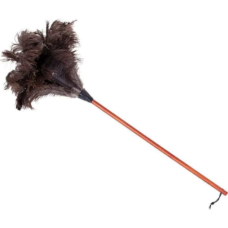 Bürstenhaus Redecker Staubwedel langer Straußenwedel, 90 cm, dunkler Griff, großer Federkopf, Straußenfedern, lackierter Holzkörper – Bild 1