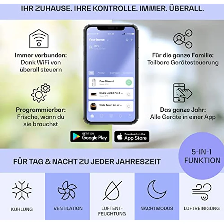 Kraftwerk 10040189 Eco Smart 11 Mobiles Klimagerät, Monoblock-Klimaanlage, 3-in-1, 11.500 BTU, App-Steuerung, Fernbedienung – Bild 3
