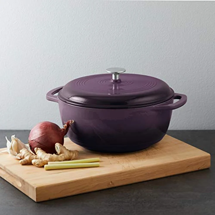 Amazon Basics - Schmortopf aus Rund emailliertem Gusseisen, 5.67 l, Violett – Bild 5