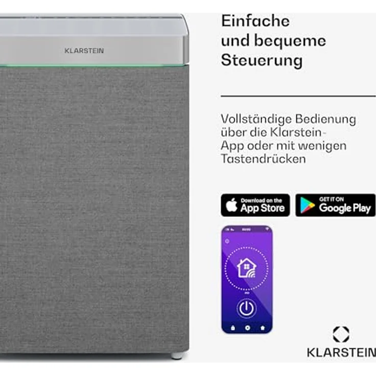 Klarstein AireLux Luftreiniger mit HEPA & Aktivkohlefilter, CADR 400 m³/h, Smart WiFi Steuerung, UV-C Desinfektion, für Räume bis 40 m², 6,2L Wassertank, leiser Betrieb – Bild 5
