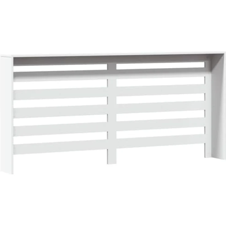 vidaXL Heizkörperverkleidung Weiß, 175x20x82 cm, Holzwerkstoff mit modernem Latten-Design und praktischer Ablage – Bild 7