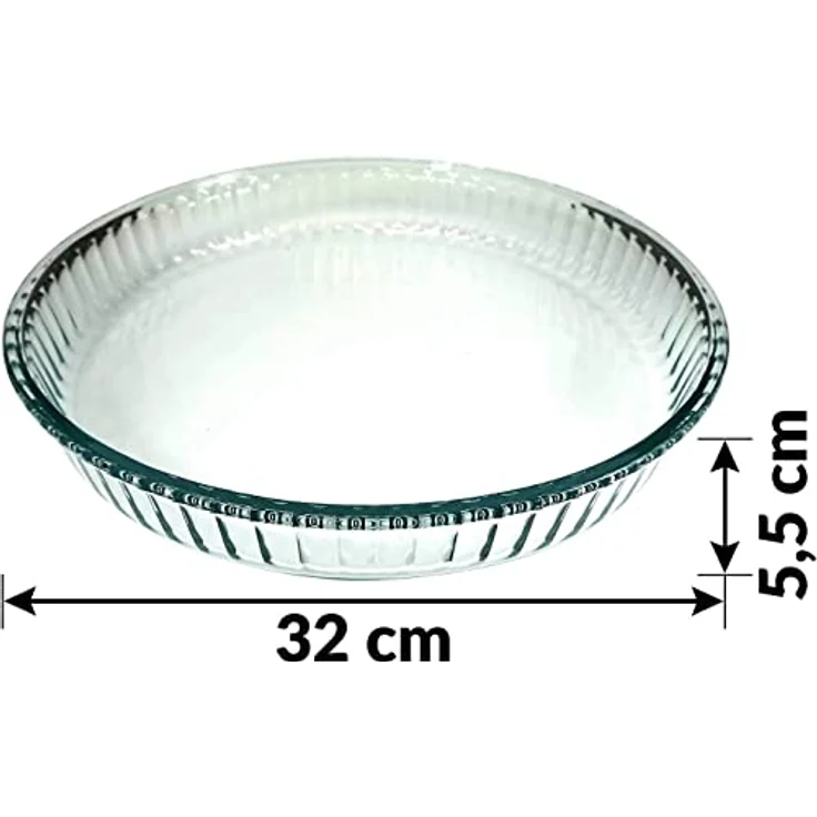 Pasabahce PB-159022 2-tlg. Borcam Auflaufformen, Rund, 1 x Ø 26 cm Höhe: 5cm 1 x Ø 32 cm Höhe: 5,5cm Spülmaschinen-, Mikrowellen-, Backofen- und Eisschrankgeeignet – Bild 5