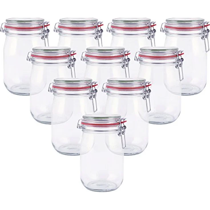 pajoma Drahtbügelglas, 10x 1000 ml Fassungsvermögen inkl. Gummidichtung hergestellt in Deutschland – Bild 2