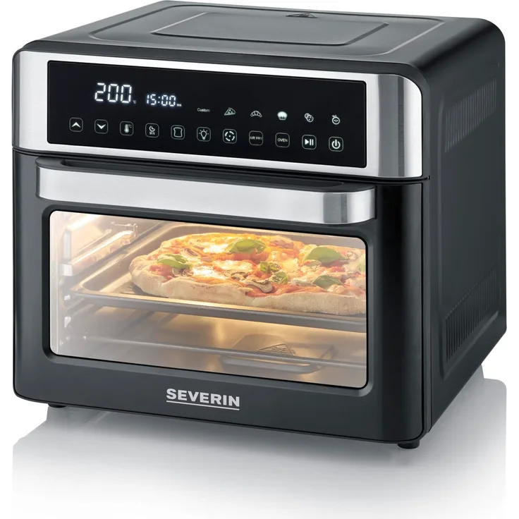 Severin 2-in-1 Toastofen & Heißluftfritteuse, 25L, mit LED-Display, Timer, 12 Auto-Programmen, 40-220°C, 2.200W, inkl. Backblech, Grillrost und Frittierkorb